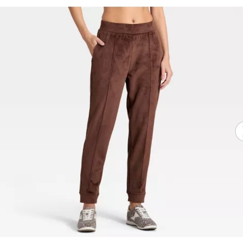 All in Motion Womens Large Brown Ribbed Jogger Pants High Rise NWT